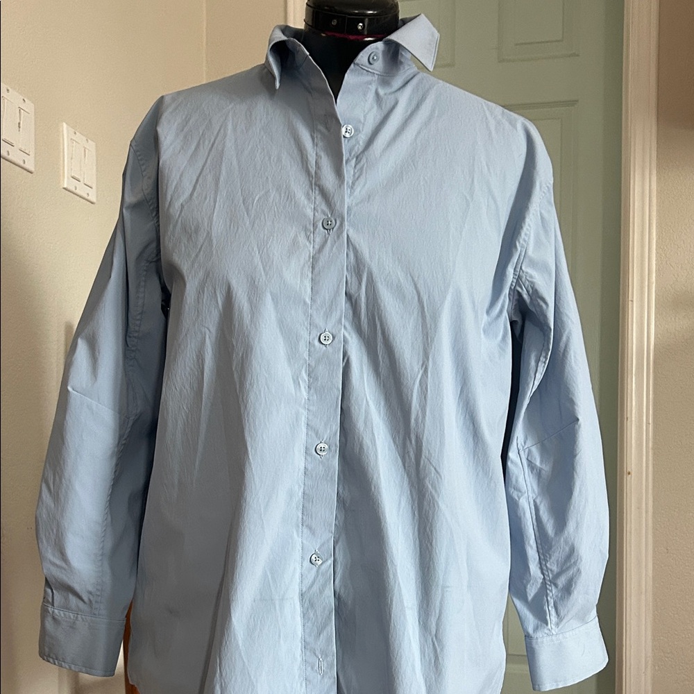 Athleta Light Blue Button-Up Women's Top
